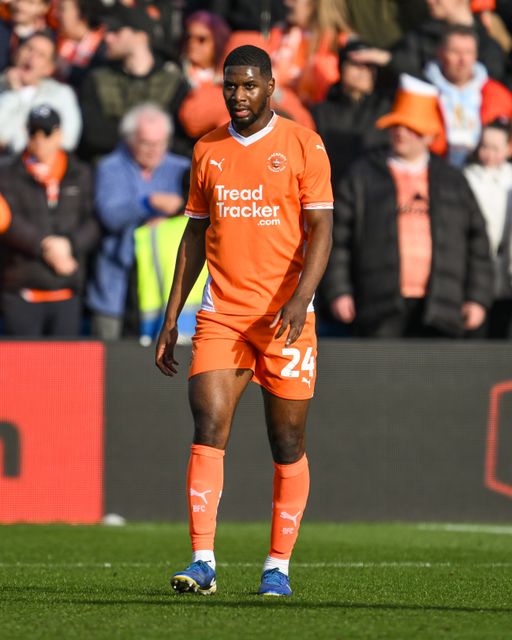 Odeluga Offiah of Blackpool during the Sky Bet League 1 match Stockport County vs Blackpool at Edgeley Park Stadium, Stockport, United Kingdom, 1st March 2025

(Photo by Craig Thomas/News Images)