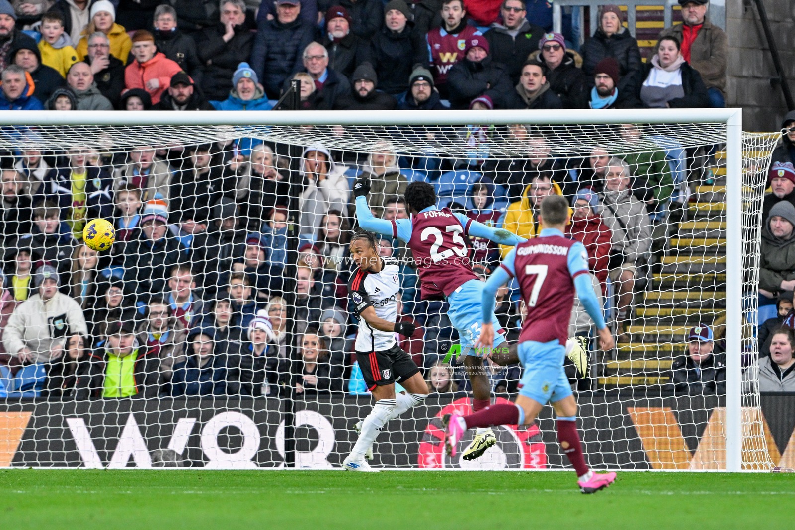 David Datro Fofana heads in a goal to make it 1-2, during the Premier League match Burnley vs Fulham at Turf Moor, Burnley, United Kingdom, 3rd February 2024

(Photo by Cody Froggatt/News Images)