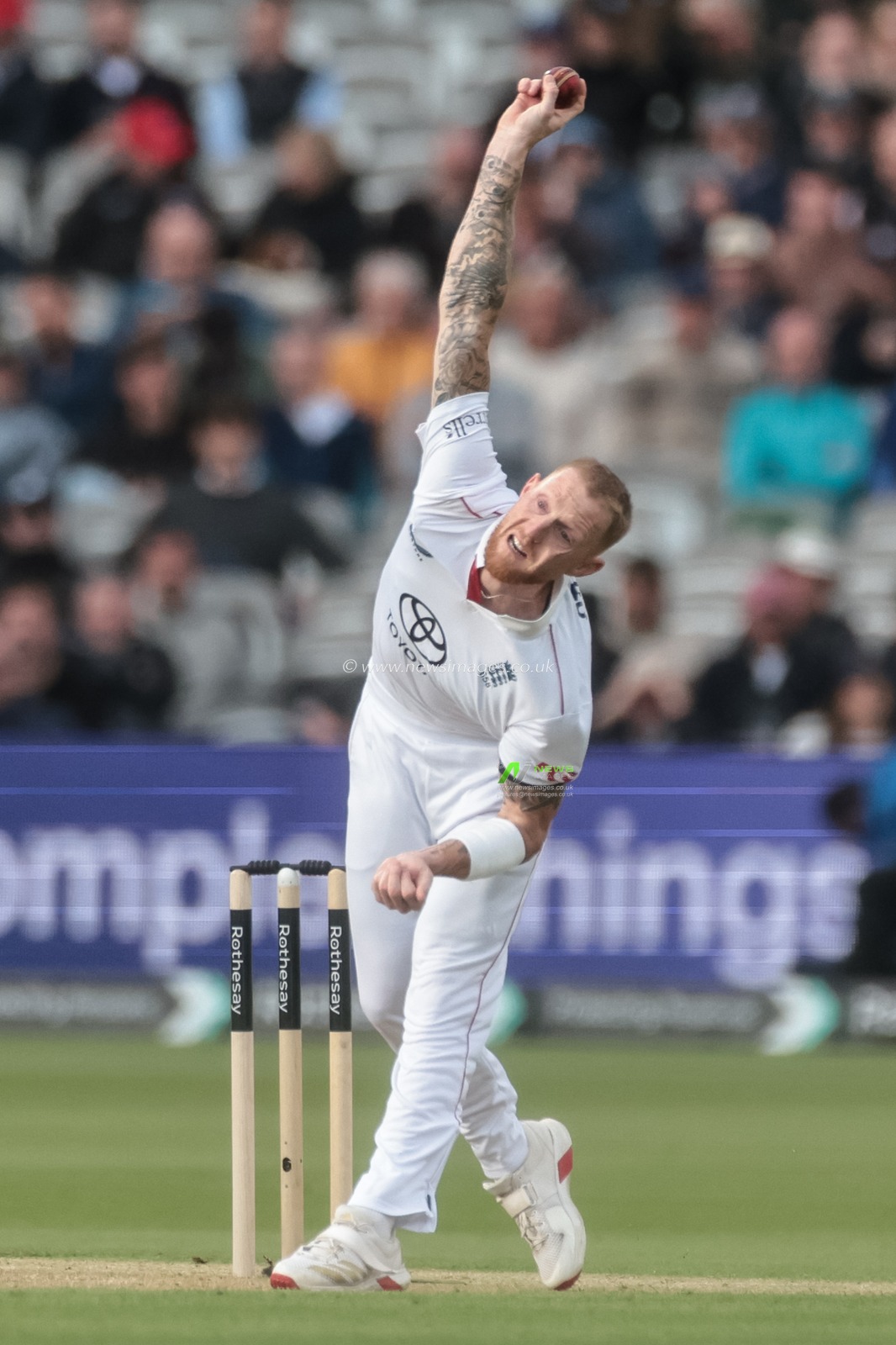 England captain Ben Stokes delivers the ball during the 1st Rothesay Test Match Day 1 England vs New Zealand at Lords, London, United Kingdom on 04 June 2026

(Photo by Mark Cosgrove/News Images)