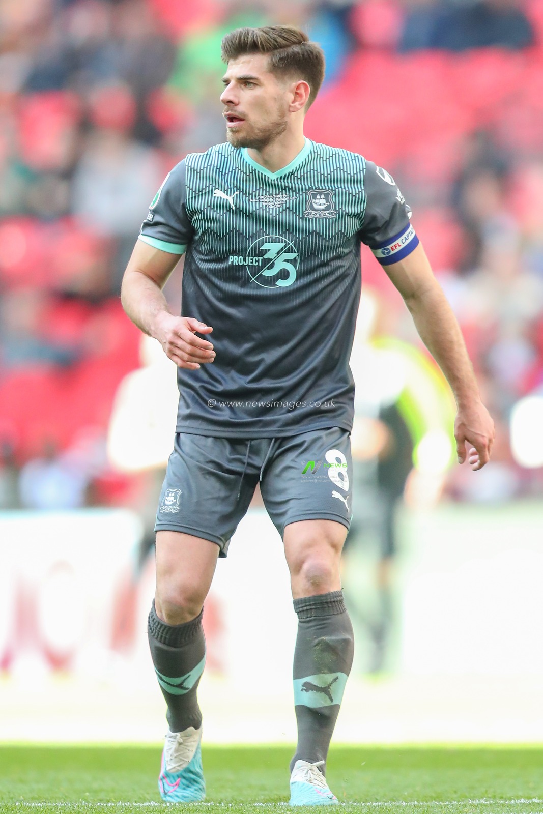 Joe Edwards #8 of Plymouth Argyle during the Papa John's Trophy Final match Bolton Wanderers vs Plymouth Argyle at Wembley Stadium, London, United Kingdom, 2nd April 2023

(Photo by Gareth Evans/News Images)