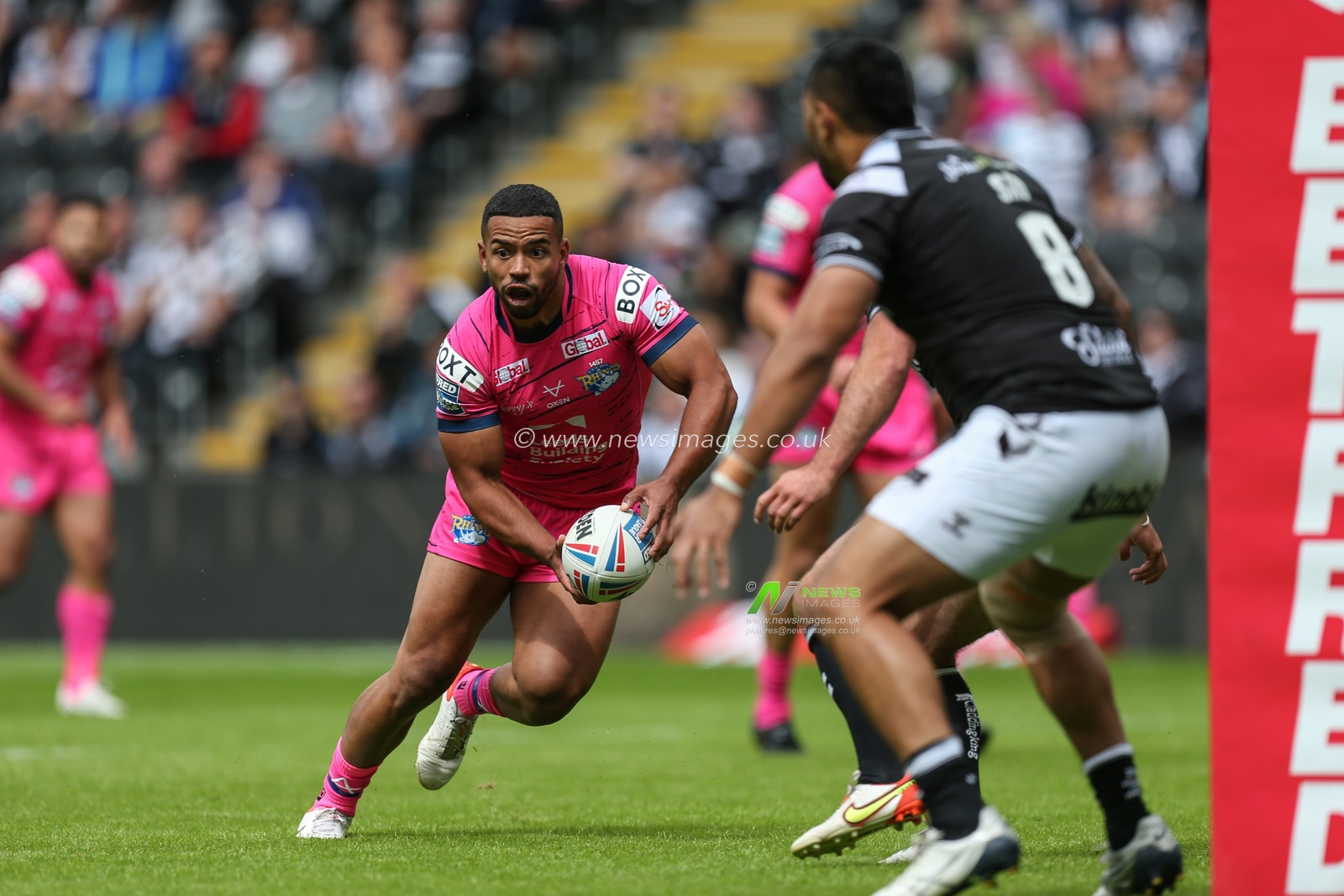 Kruise Leeming #9 of Leeds Rhinos in action during the game