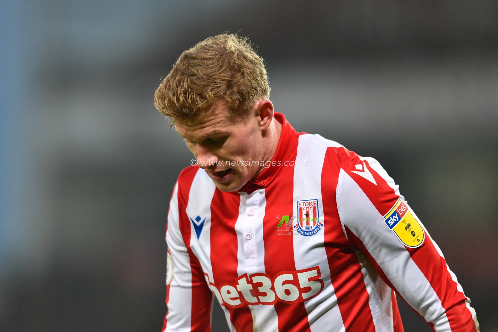 25th January 2020, Bet365 Stadium, Stoke-on-Trent, England; Sky Bet Championship, Stoke City v Swansea City : James McClean (11) of Stoke City looks down at the ground