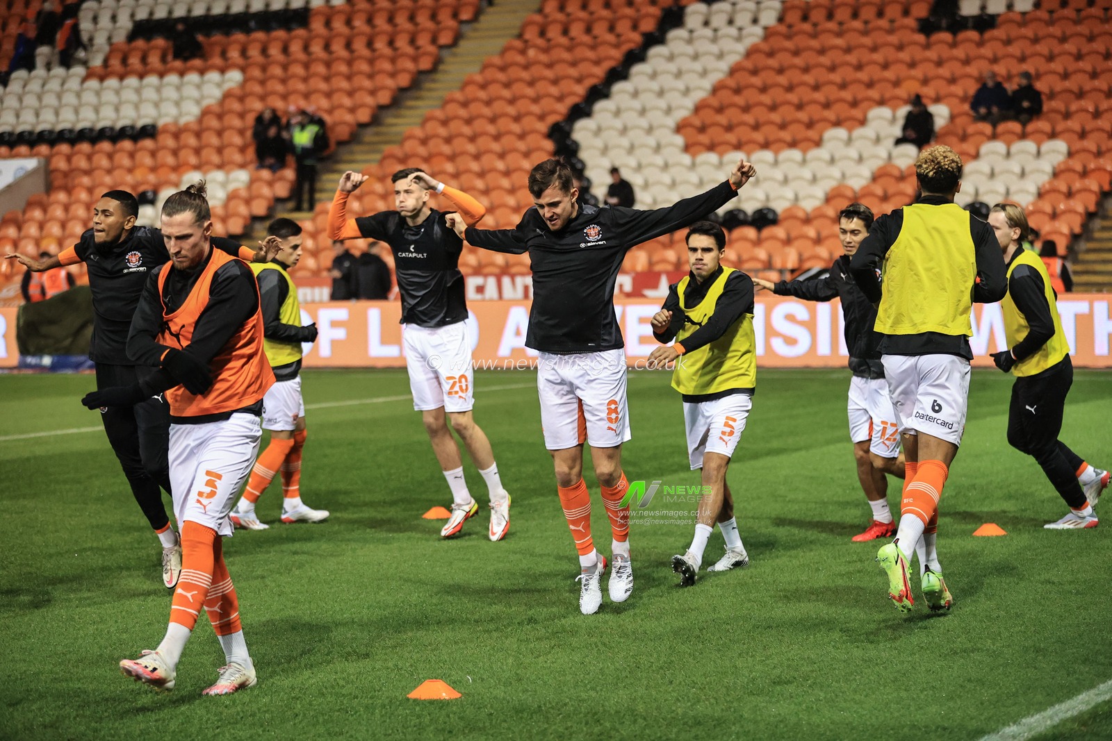 Blackpool players warming up