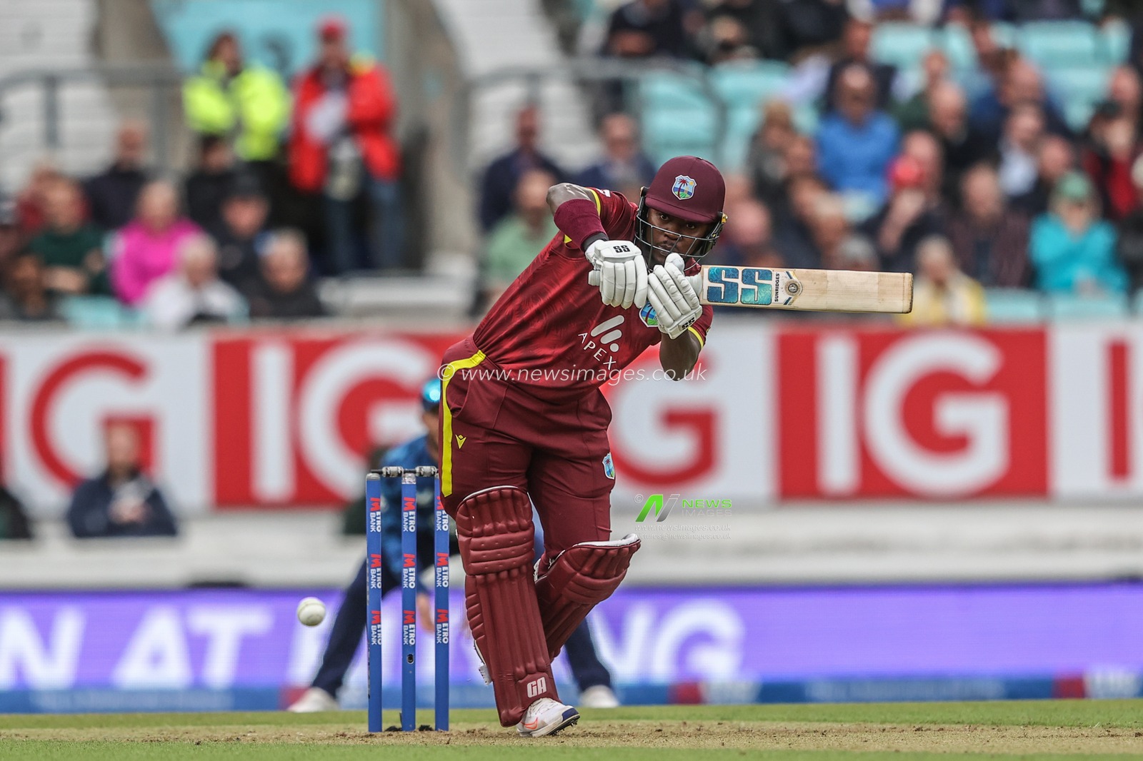 Sherfane Rutherford of West Indies plays a shot during the 3rd Metro Bank ODI England v West Indies at The Kia Oval, London, United Kingdom, 3rd June 2025

(Photo by Alfie Cosgrove/News Images)