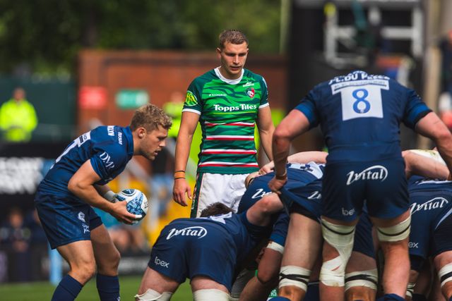 Jack van Poortvliet of Leicester Tigers during the Gallagher Premiership Play-off Semi-final Leicester Tigers vs Sale Sharks at Mattioli Woods Welford Road Stadium, Leicester, United Kingdom, 7th June 2025

(Photo by Craig Evans/News Images)
