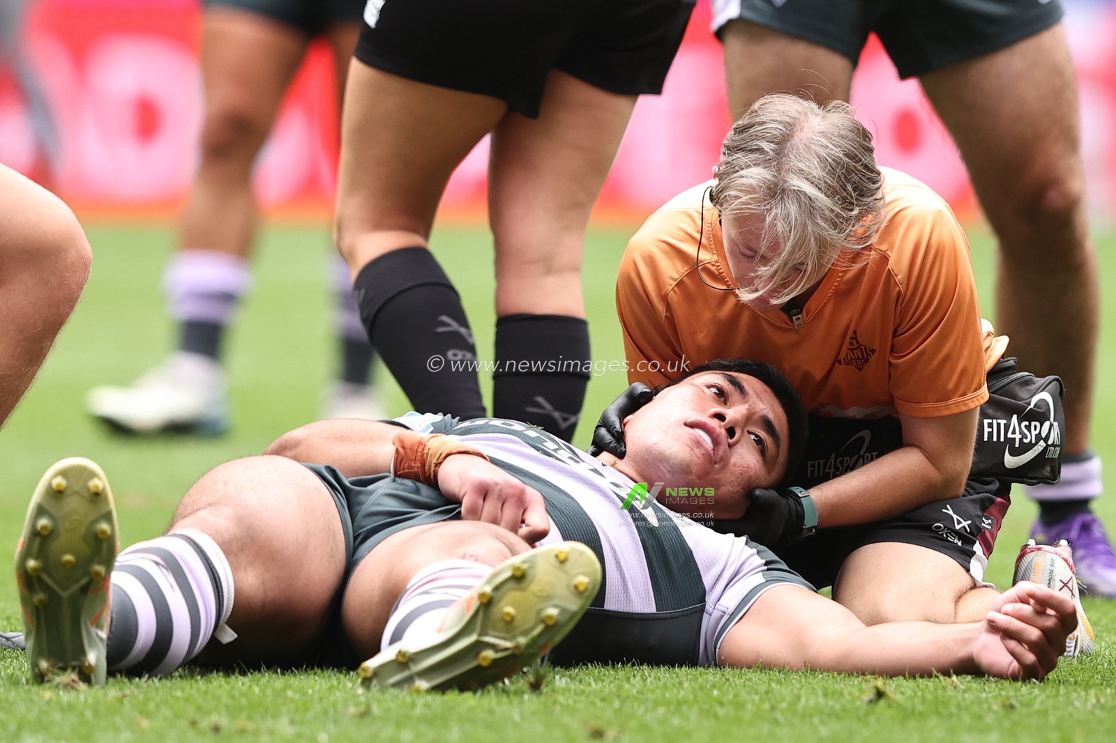 Chris Patolo of Huddersfield Giants receives treatment for an injury during the Betfred Super League Magic Weekend match Huddersfield Giants vs York Knights at Hill Dickinson Stadium, Liverpool, United Kingdom on 04 July 2026

(Photo by Alfie Cosgrove/News Images)