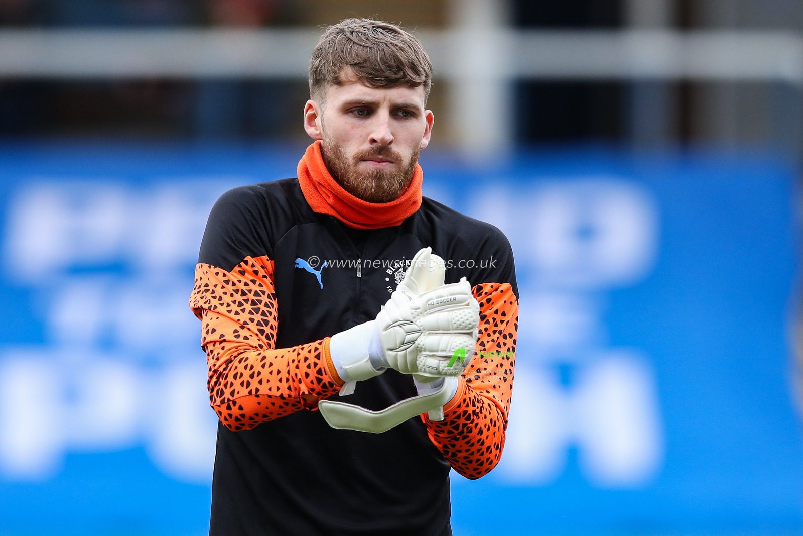 Daniel Grimshaw of Blackpool during the pre-game warm up ahead of the Sky Bet League 1 match Peterborough United vs Blackpool at Weston Homes Stadium, Peterborough, United Kingdom, 17th February 2024

(Photo by Gareth Evans/News Images)