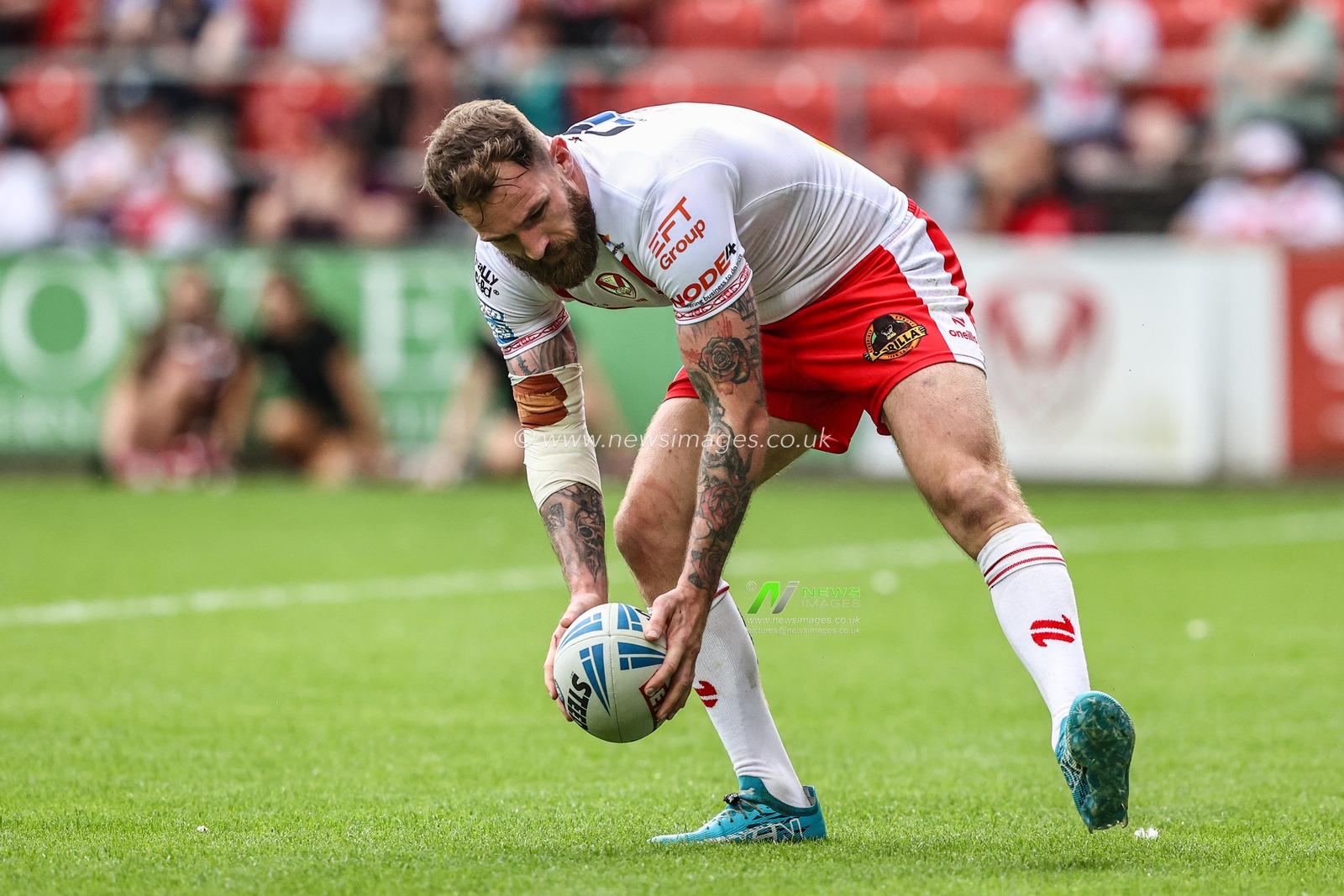 Daryl Clark of St. Helens goes over for a try during the Betfred Super League round 16 match St Helens vs Salford Red Devils at Totally Wicked Stadium, St Helens, United Kingdom, 29th June 2025

(Photo by Alfie Cosgrove/News Images)