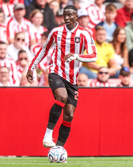 Nordi Mukiele of Sunderland during the Premier League match Sunderland vs Fulham at Stadium Of Light, Sunderland, United Kingdom on 30 August 2026

(Photo by Alfie Cosgrove/News Images)