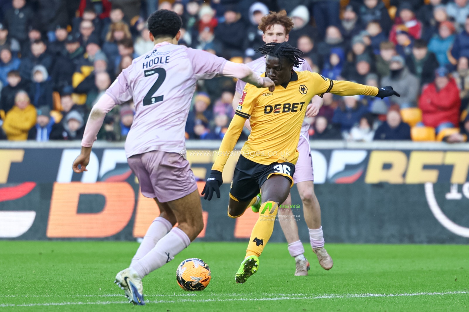 Mateus Mane of Wolverhampton Wanderers shoots on goal but its saved during the Emirates FA Cup Third Round match Wolverhampton Wanderers vs Shrewsbury Town at Molineux, Wolverhampton, United Kingdom, 10th January 2026

(Photo by Euan Manning/News Images)