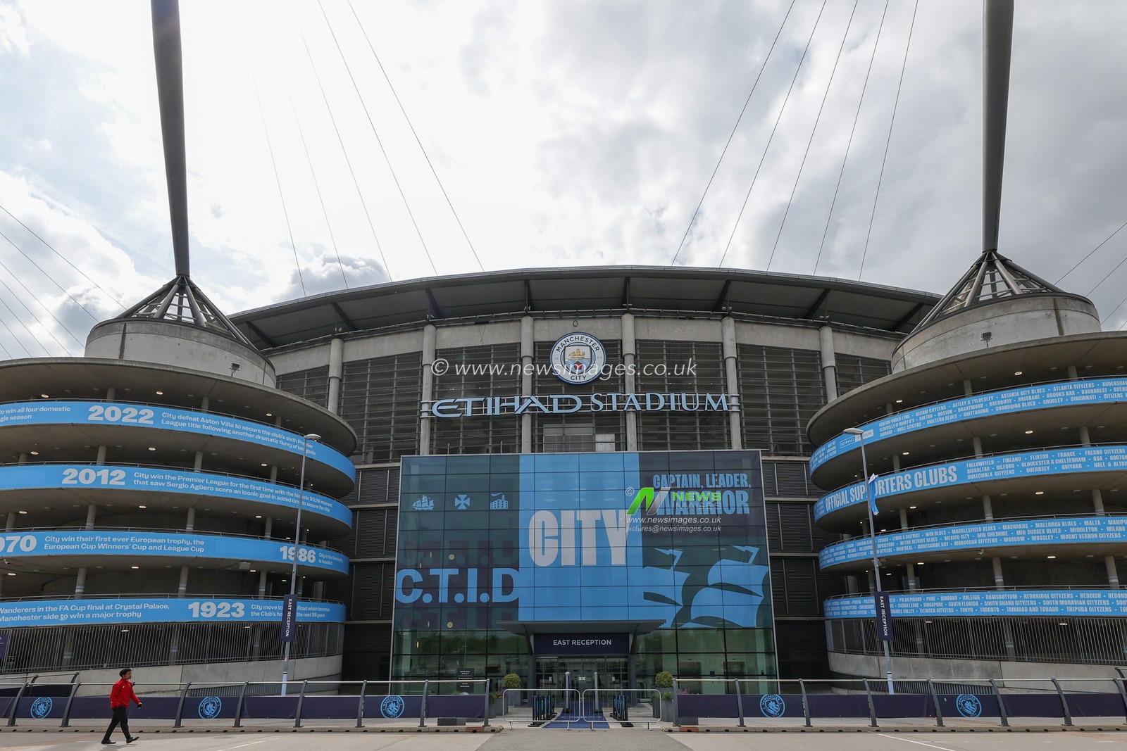 A general view outside of Etihad Stadium, home of Manchester City ahead of the UEFA Champions League Semi-Final Second Leg Manchester City vs Real Madrid at Etihad Stadium, Manchester, United Kingdom, 17th May 2023

(Photo by Mark Cosgrove/News Images)
