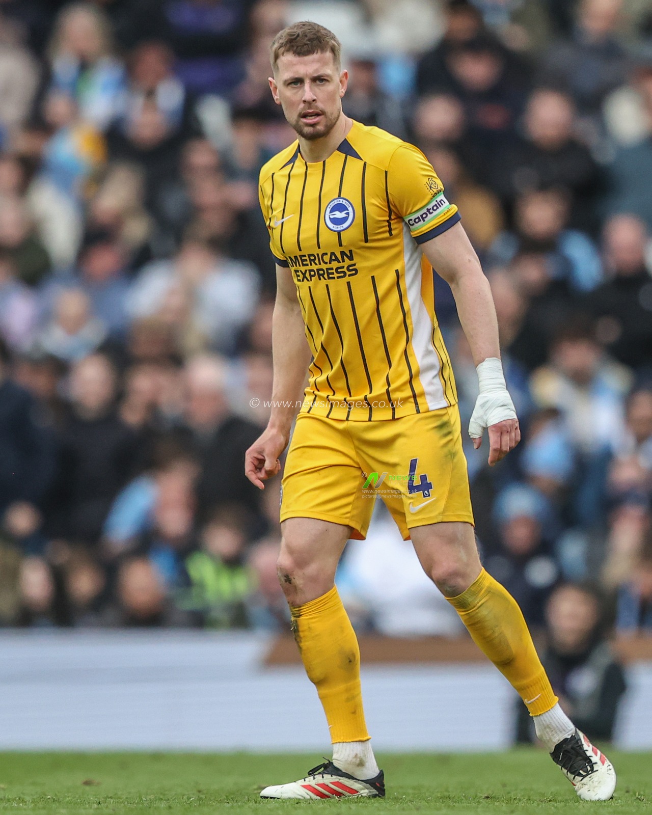 Adam Webster of Brighton & Hove Albion during the Premier League match Manchester City vs Brighton and Hove Albion at Etihad Stadium, Manchester, United Kingdom, 15th March 2025

(Photo by Alfie Cosgrove/News Images)
