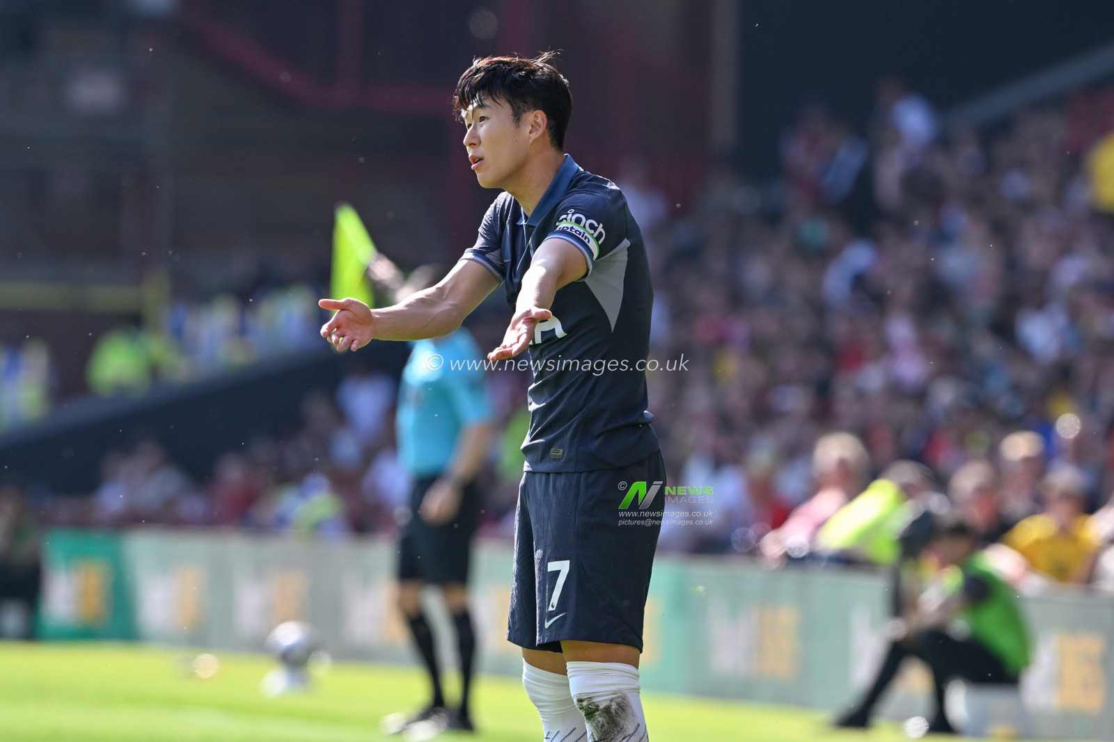 Son Heung-Min of Tottenham Hotspur reacts, during the Premier League match Sheffield United vs Tottenham Hotspur at Bramall Lane, Sheffield, United Kingdom, 19th May 2024

(Photo by Cody Froggatt/News Images)