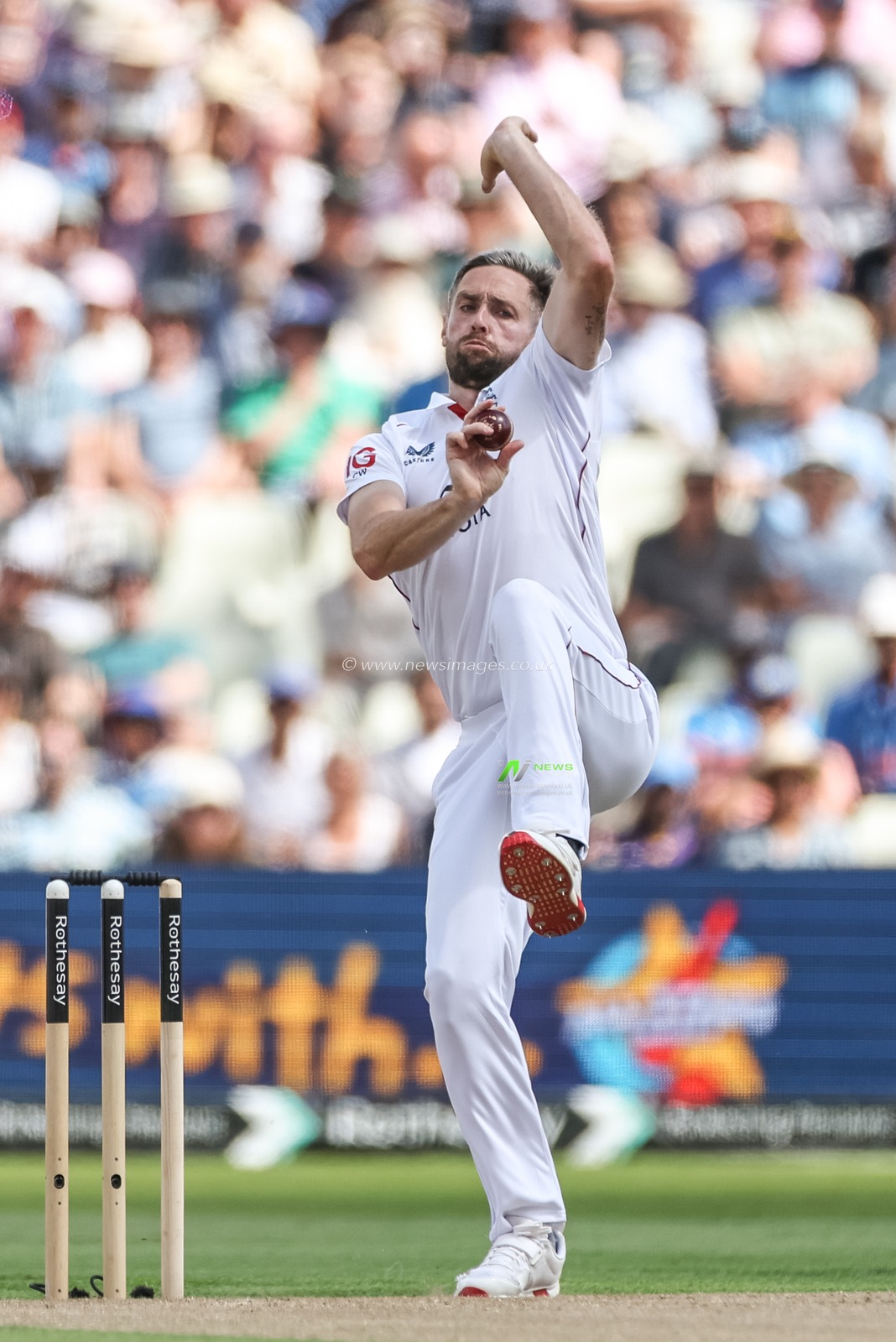 Chris Woakes of England delivers the ball during the 2nd Rothesay Test Match Day 1 England vs India at Edgbaston, Birmingham, United Kingdom, 2nd July 2025

(Photo by Mark Cosgrove/News Images)