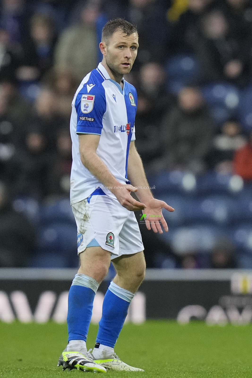 Sondre Tronstad #6 of Blackburn Rovers gestures during the Sky Bet Championship match Blackburn Rovers vs Leeds United at Ewood Park, Blackburn, United Kingdom, 9th December 2023

(Photo by Steve Flynn/News Images)