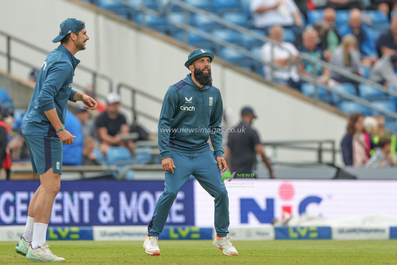 Moeen Ali of England warms up during the LV= Insurance Ashes Third Test Series Day 3 England v Australia at Headingley Stadium, Leeds, United Kingdom, 8th July 2023

(Photo by Mark Cosgrove/News Images)