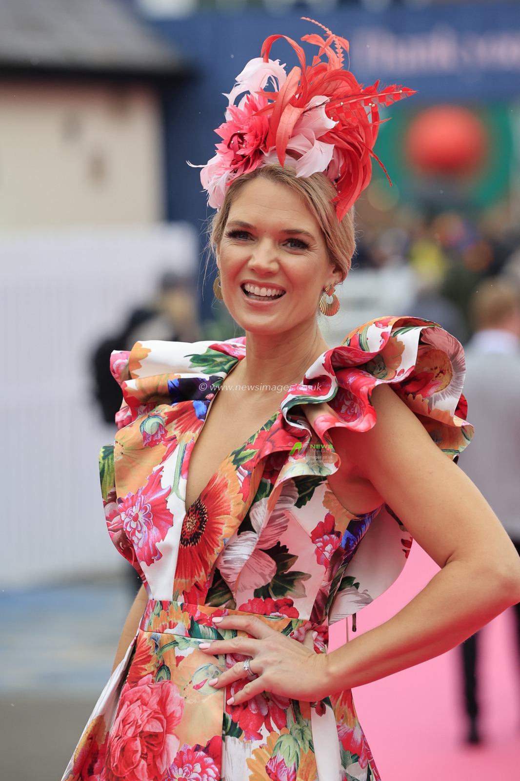 Charlotte Hawking of ITV Sport dressed up for Ladies Day during the Randox Grand National festival 2023 Ladies Day at Aintree Racecourse, Liverpool, United Kingdom, 14th April 2023

(Photo by Conor Molloy/News Images)