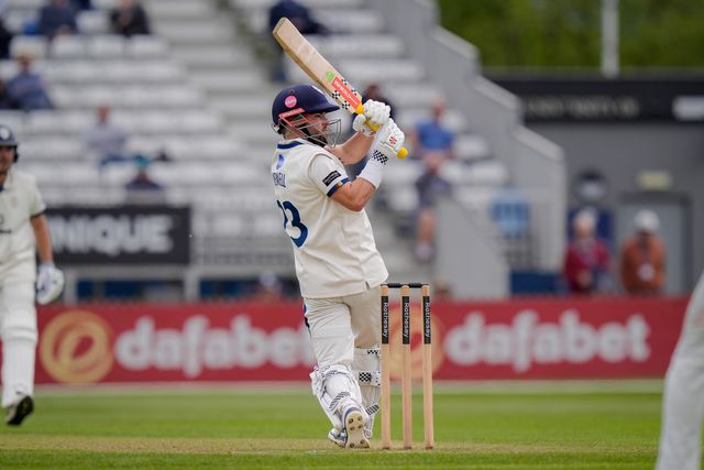 Caleb Jewell pulls the bull for four during the County Championship Division Two Derbyshire vs Northamptonshire day one match at The Central Co-Op County Ground, Derby, United Kingdom on 08 May 2026

(Photo by Maynard Manyowa/News Images)