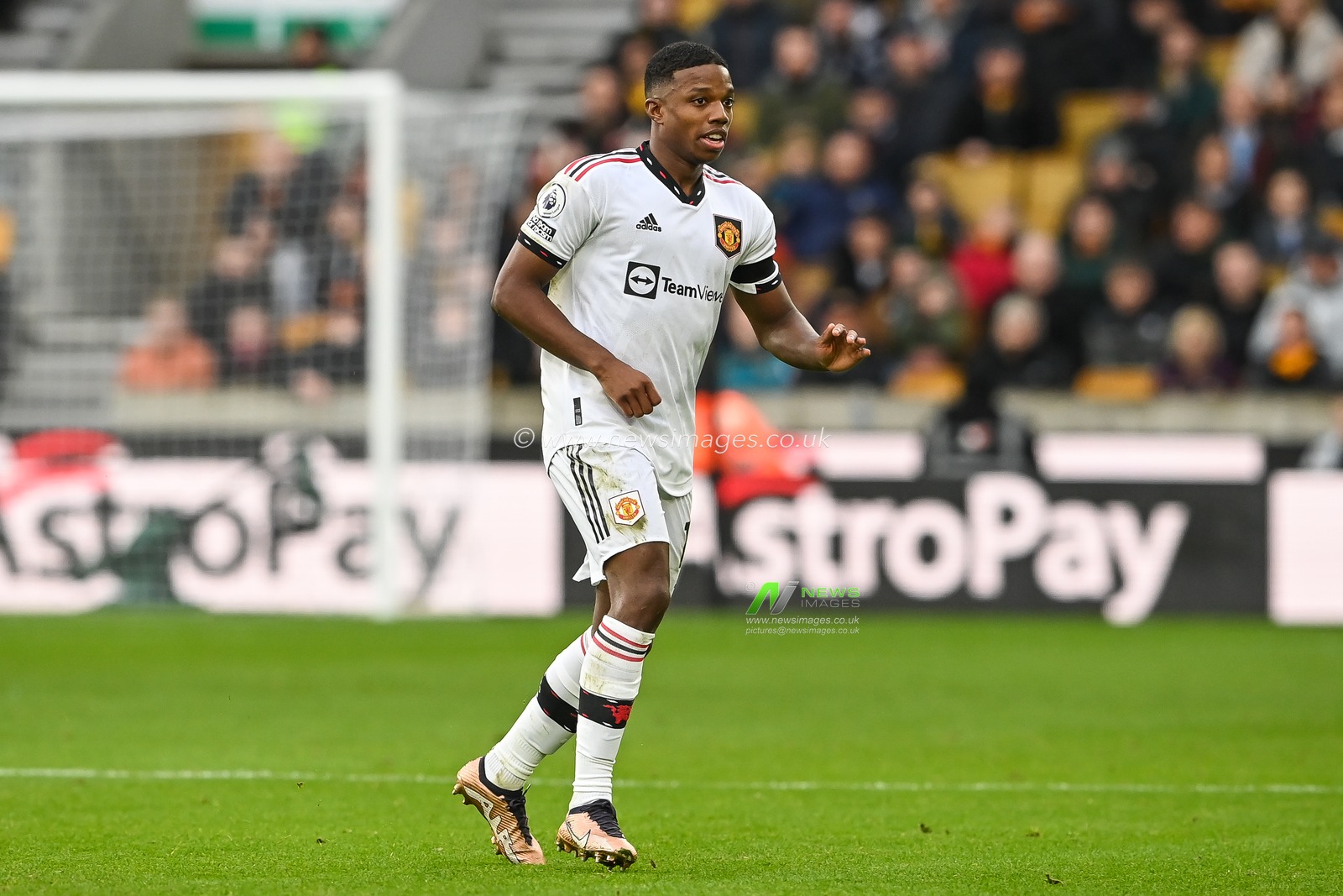 Tyrell Malacia #12 of Manchester United during the Premier League match Wolverhampton Wanderers vs Manchester United at Molineux, Wolverhampton, United Kingdom, 31st December 2022

(Photo by Craig Thomas/News Images)