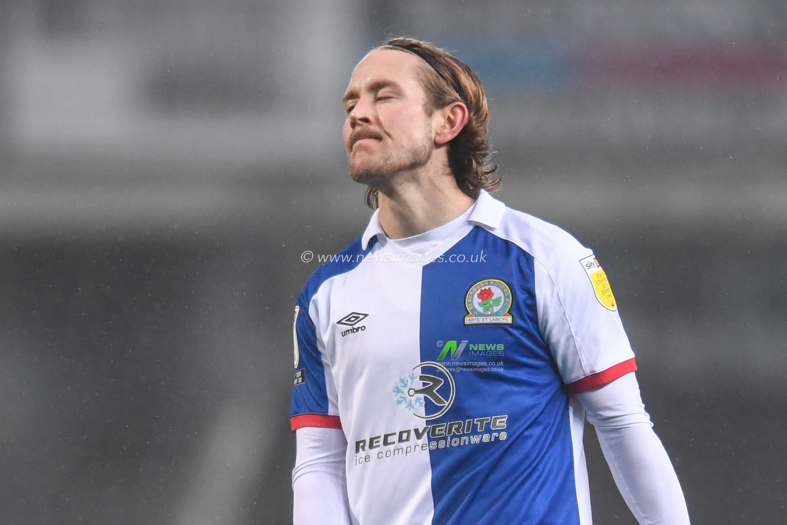 Lewis Holtby #10 of Blackburn Rovers is annoyed at giving away a free kick