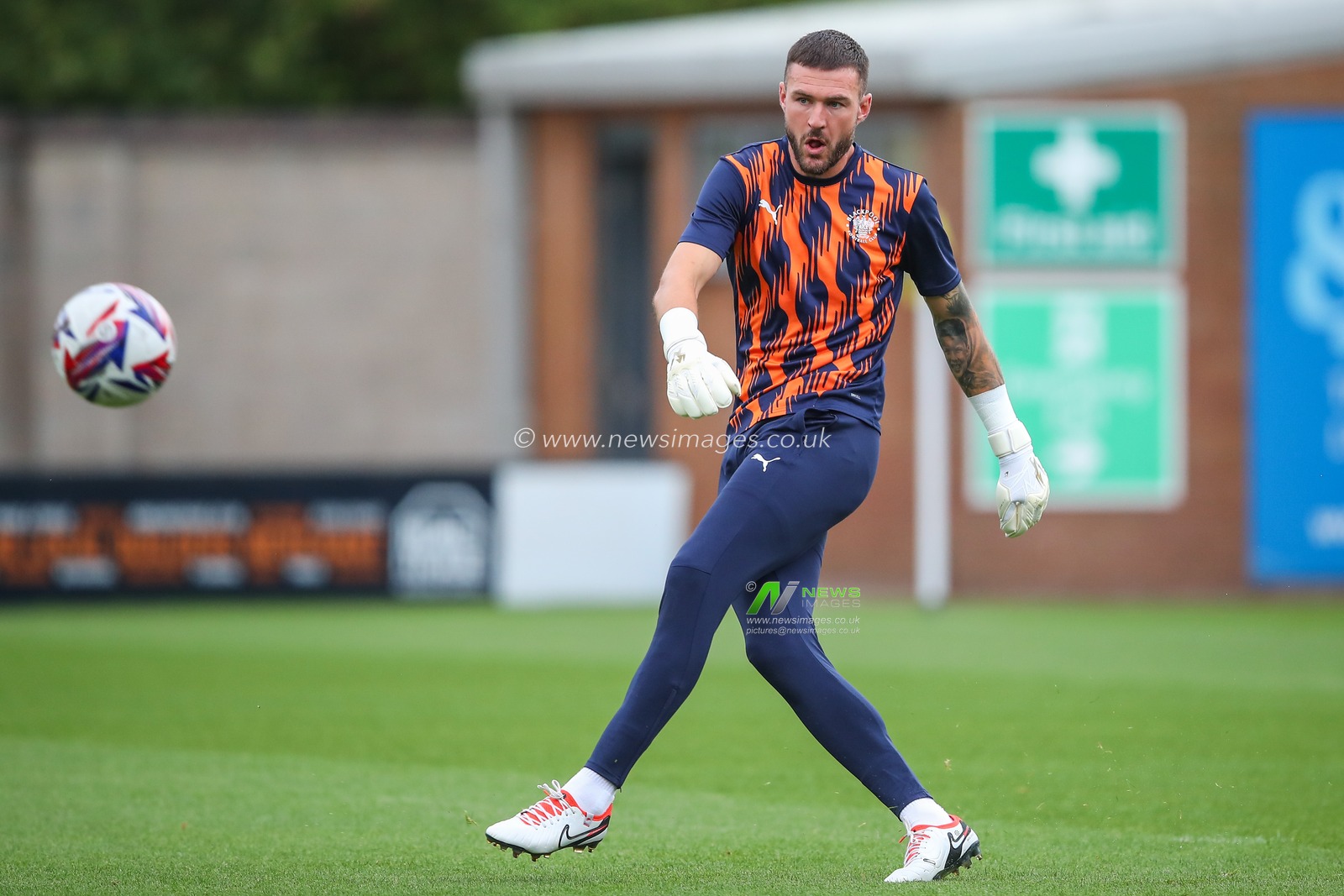 Richard O'Donnell of Blackpool during the pre-game warm up ahead of the Carabao Cup match Burton Albion vs Blackpool at Pirelli Stadium, Burton upon Trent, United Kingdom, 13th August 2024

(Photo by Gareth Evans/News Images)