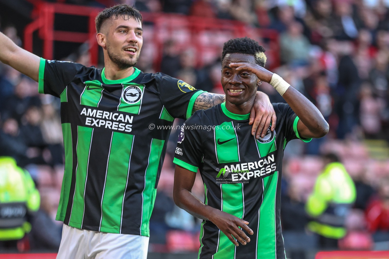 Simon Adingra of Brighton & Hove Albion celebrates his goal to make it 0-5 during the Premier League match Sheffield United vs Brighton and Hove Albion at Bramall Lane, Sheffield, United Kingdom, 18th February 2024

(Photo by Mark Cosgrove/News Images)