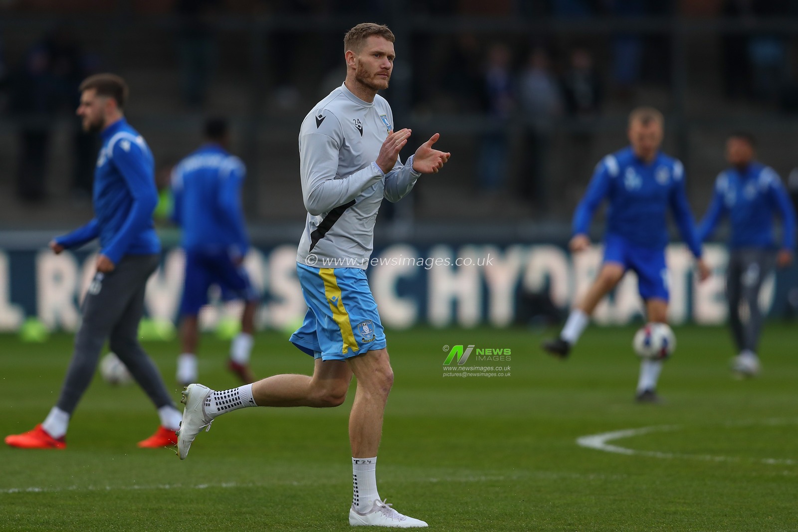 Michael Smith #24 of Sheffield Wednesday applauds the travelling fans during the pre-game warm up ahead of the Sky Bet League 1 match Bristol Rovers vs Sheffield Wednesday at Memorial Stadium, Bristol, United Kingdom, 18th April 2023

(Photo by Gareth Evans/News Images)