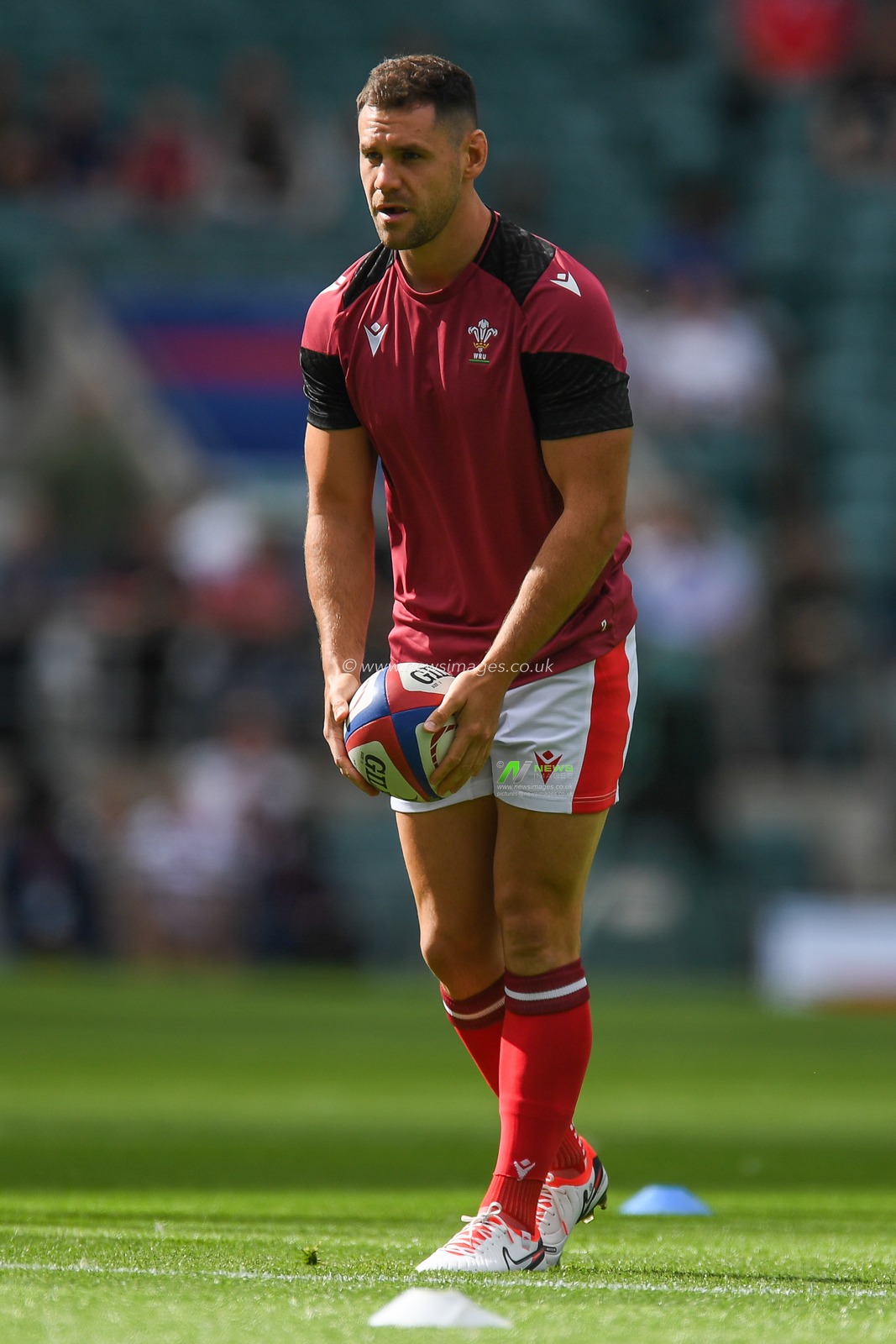 Tomos Williams of Wales during pre match warm up ahead of  the 2023 Summer Series match England vs Wales at Twickenham Stadium, Twickenham, United Kingdom, 12th August 2023

(Photo by Mike Jones/News Images)