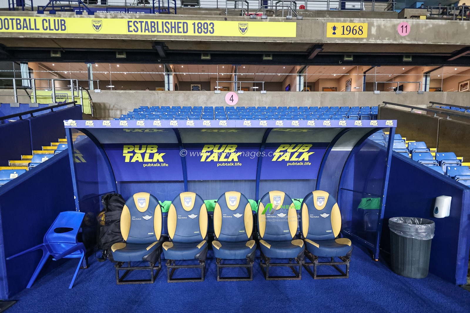 The away bench at The Kassam Stadium during the Sky Bet League 1 match Oxford United vs Barnsley at Kassam Stadium, Oxford, United Kingdom, 23rd January 2024

(Photo by Mark Cosgrove/News Images)