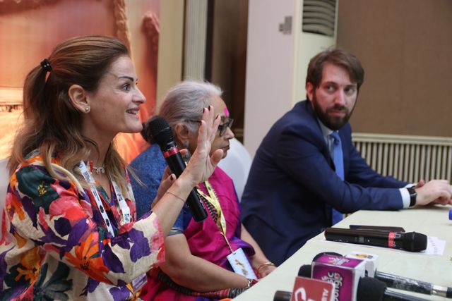 Film director Alessandra Stefani reacts at the media conferences during the 30th Kolkata International Film Festival in Kolkata, India, on December 10, 2024. Pictures by Debajyoti Chakraborty.(Photo: Debajyoti Chakraborty/News Images)