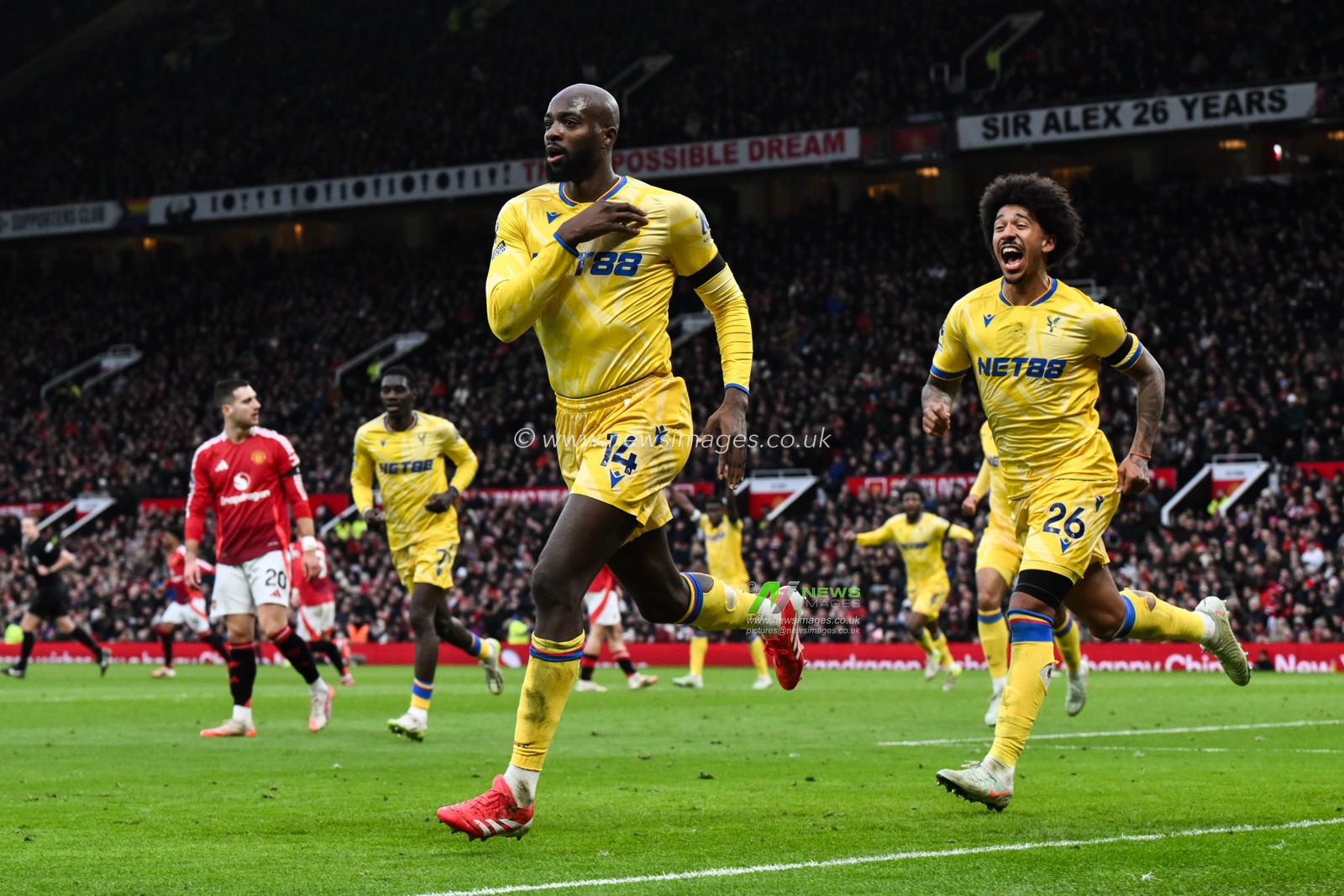 Jean-Philippe Mateta of Crystal Palace celebrates his goal to make it 0-1 during the Premier League match Manchester United vs Crystal Palace at Old Trafford, Manchester, United Kingdom, 2nd February 2025

(Photo by Craig Thomas/News Images)