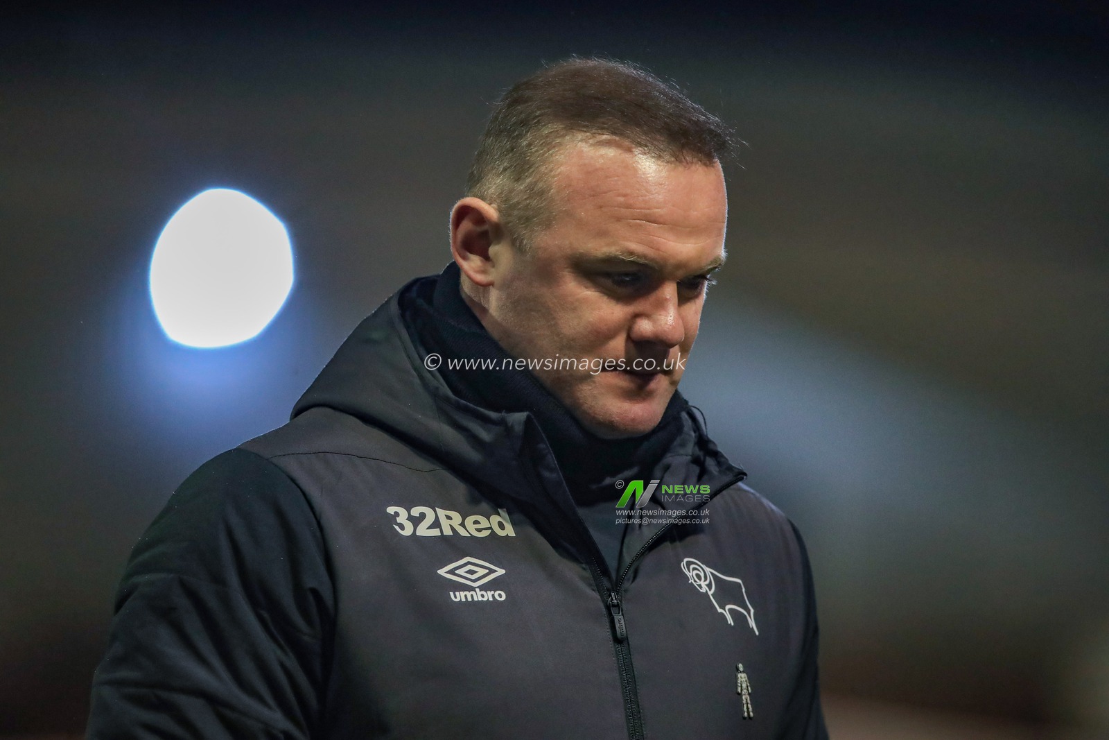 Wayne Rooney manager of Derby County during the pre-game warmup