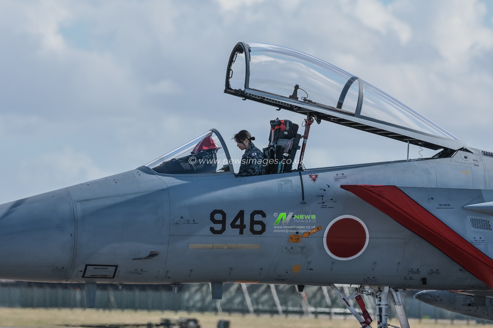 The Japan Air Self-Defense Force McDonnell Douglas F-15’s is taxied across the tarmac as The Japan Air Self-Defense Force (JASDF)
successfully competes the first fighter aircraft deployment to Europe in its 71-year history, as they join the United Kingdom’s Royal Air Force as they arrive at RAF Coningsby as part of the "Atlantic Eagles" mission. This landmark achievement strengthens defence cooperation between the United Kingdom and Japan whilst demonstrating the interconnected nature of global security at RAF Coningsby, Coningsby, United Kingdom, 22nd September 2025

(Photo by Mark Cosgrove/News Images)