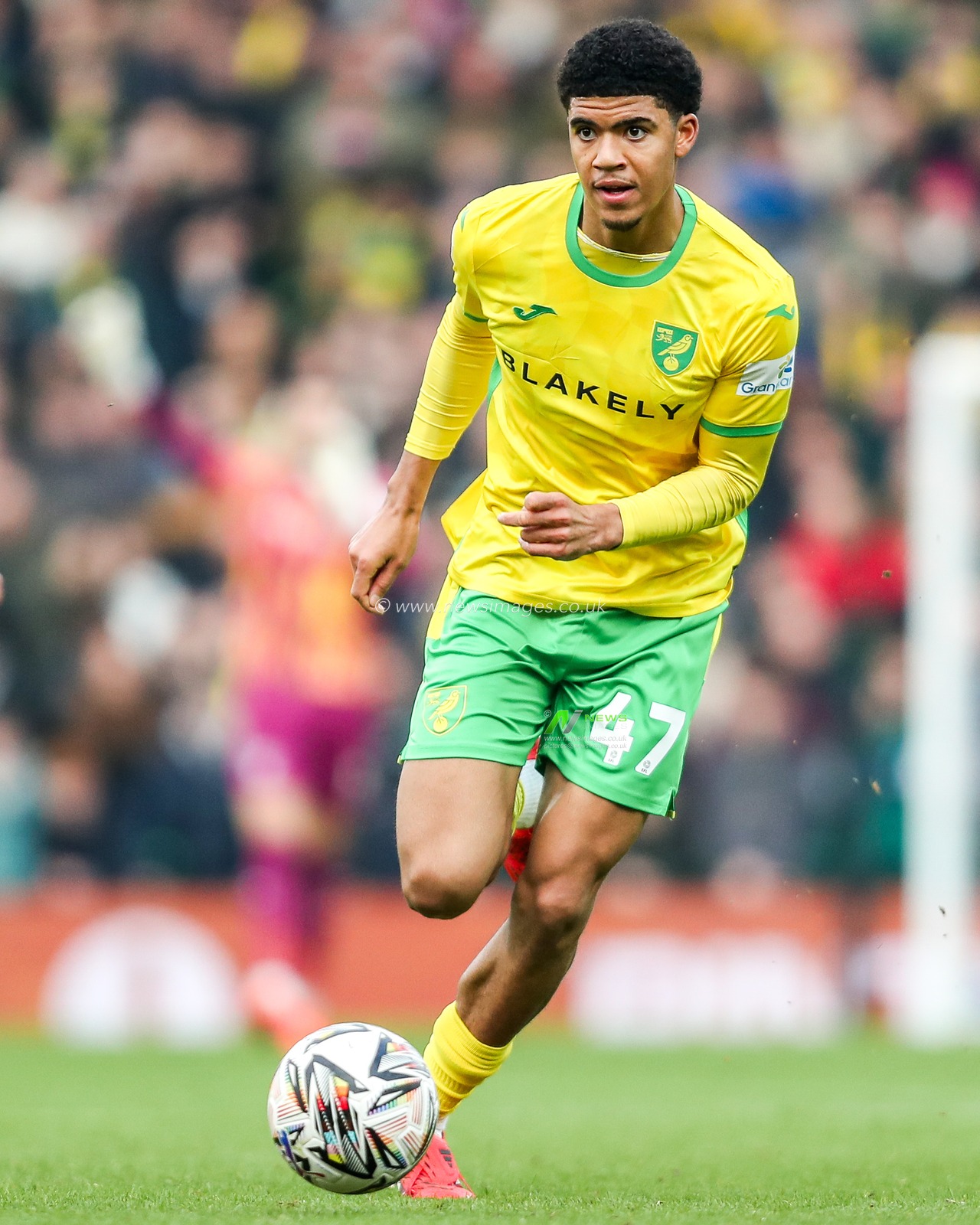 Lucien Mahovo of Norwich City runs with the ball during the Sky Bet Championship match Norwich City vs Derby County at Carrow Road, Norwich, United Kingdom, 8th February 2025

(Photo by Izzy Poles/News Images)