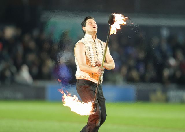 Entertainers during the Betfred Super League Round 1 match Wakefield Trinity vs Toulouse Olympique at DIY Kitchens Stadium, Wakefield, United Kingdom on 14 February 2026

(Photo by Richard Bierton/News Images)