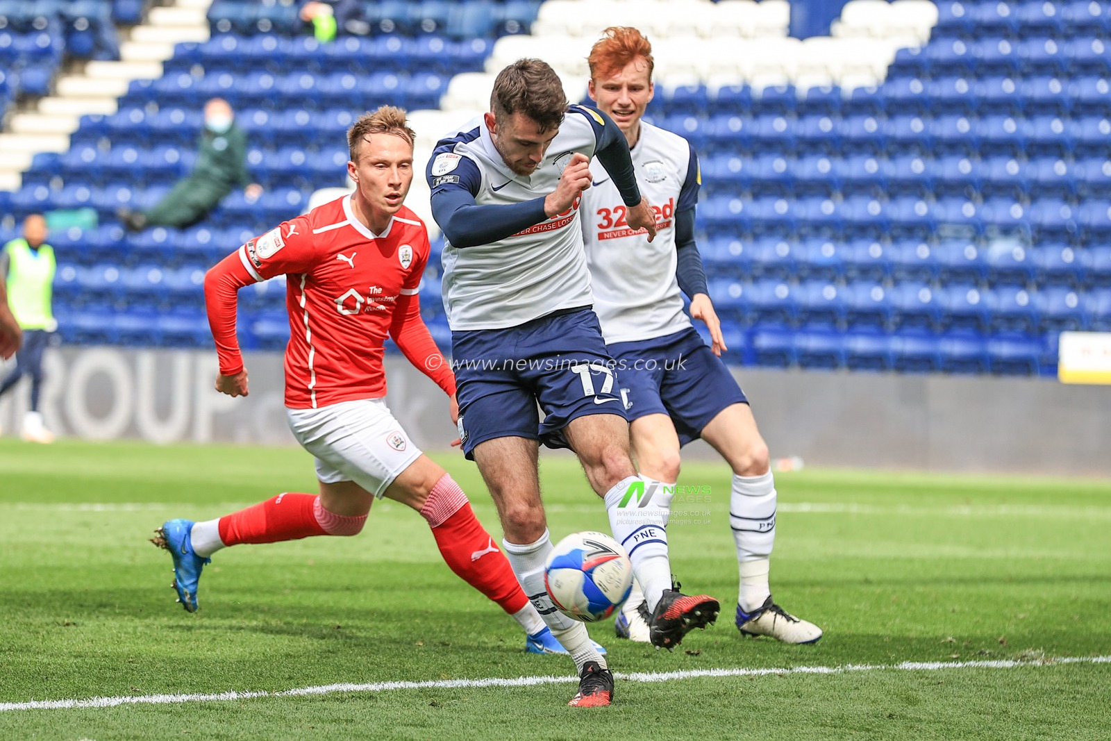 Ben Whiteman #17 of Preston North End clears the ball