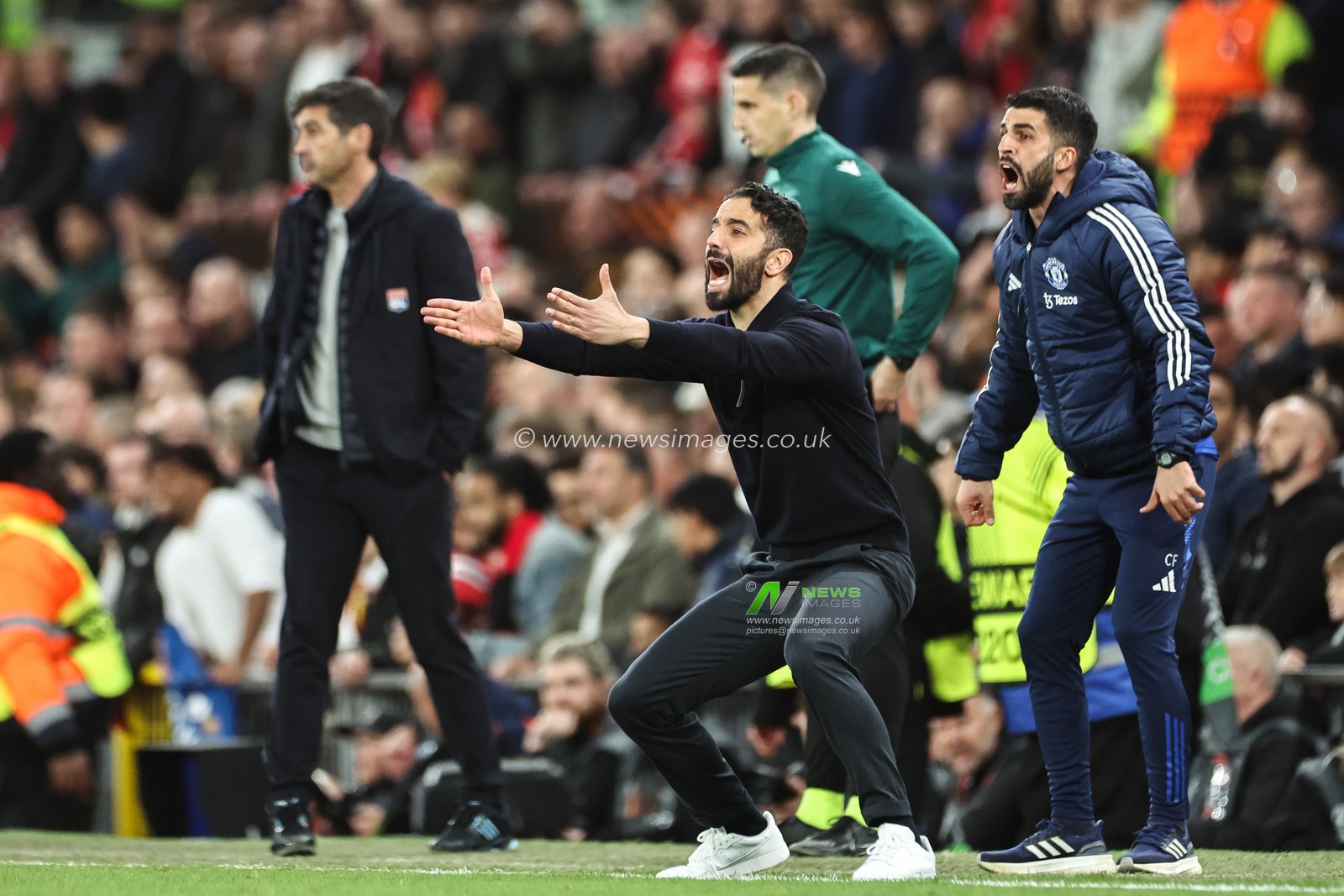 Ruben Amorim manager of Manchester United reacts during the UEFA Europa League Quarter-finals match Manchester United vs Lyon at Old Trafford, Manchester, United Kingdom, 17th April 2025

(Photo by Mark Cosgrove/News Images)