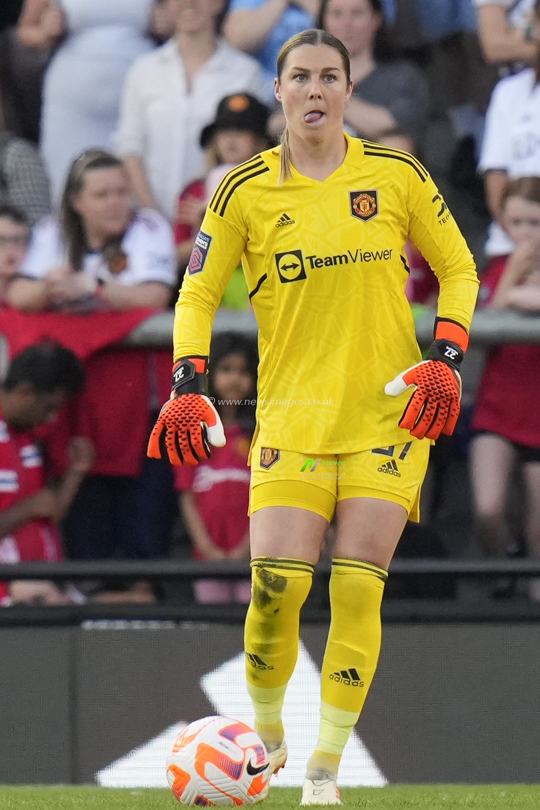 Mary Earps #27 of Manchester United during the The FA Women's Super League match Manchester United Women vs Manchester City Women at Leigh Sports Village, Leigh, United Kingdom, 21st May 2023

(Photo by Steve Flynn/News Images)