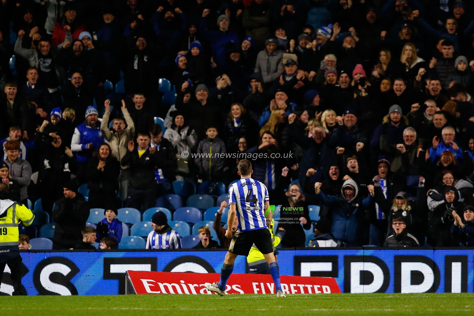 Will Vaulks #4 of Sheffield Wednesday celebrates winning the Emirates FA Cup Third Round match Sheffield Wednesday vs Newcastle United at Hillsborough, Sheffield, United Kingdom, 7th January 2023

(Photo by Ben Early/News Images)