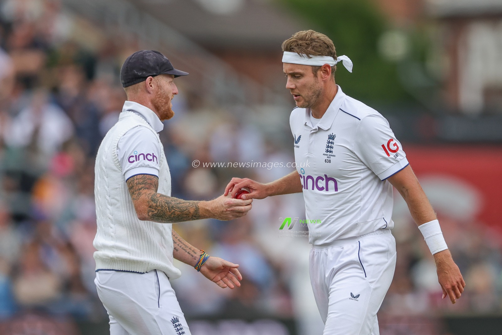Ben Stokes of England passes the ball to Stuart Broad of England during the LV= Insurance Ashes Third Test Series Day 1 England v Australia at Headingley Stadium, Leeds, United Kingdom, 6th July 2023

(Photo by Mark Cosgrove/News Images)