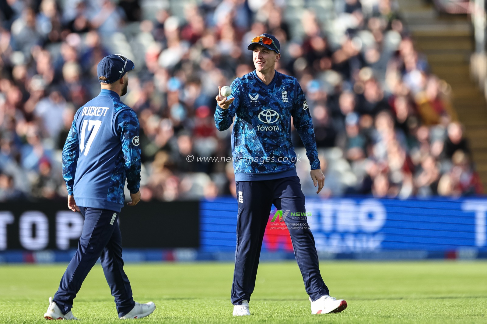 England captain Harry Brook catches out Gudakesh Motie of West Indies during the 1st Metro Bank ODI England vs West Indies at Edgbaston, Birmingham, United Kingdom, 29th May 2025

(Photo by Mark Cosgrove/News Images)