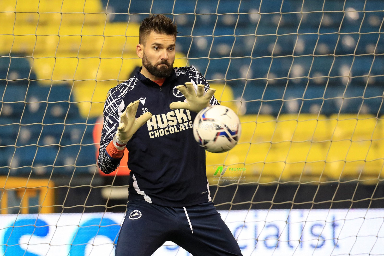 Bartosz Bia?kowski #33 of Millwall warming up.