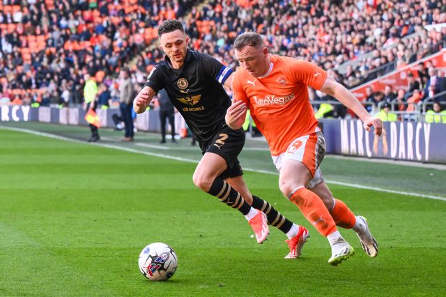 Shayne Lavery of Blackpool makes a break with the ball during the Sky Bet League 1 match Blackpool vs Barnsley at Bloomfield Road, Blackpool, United Kingdom, 20th April 2024

(Photo by Craig Thomas/News Images)