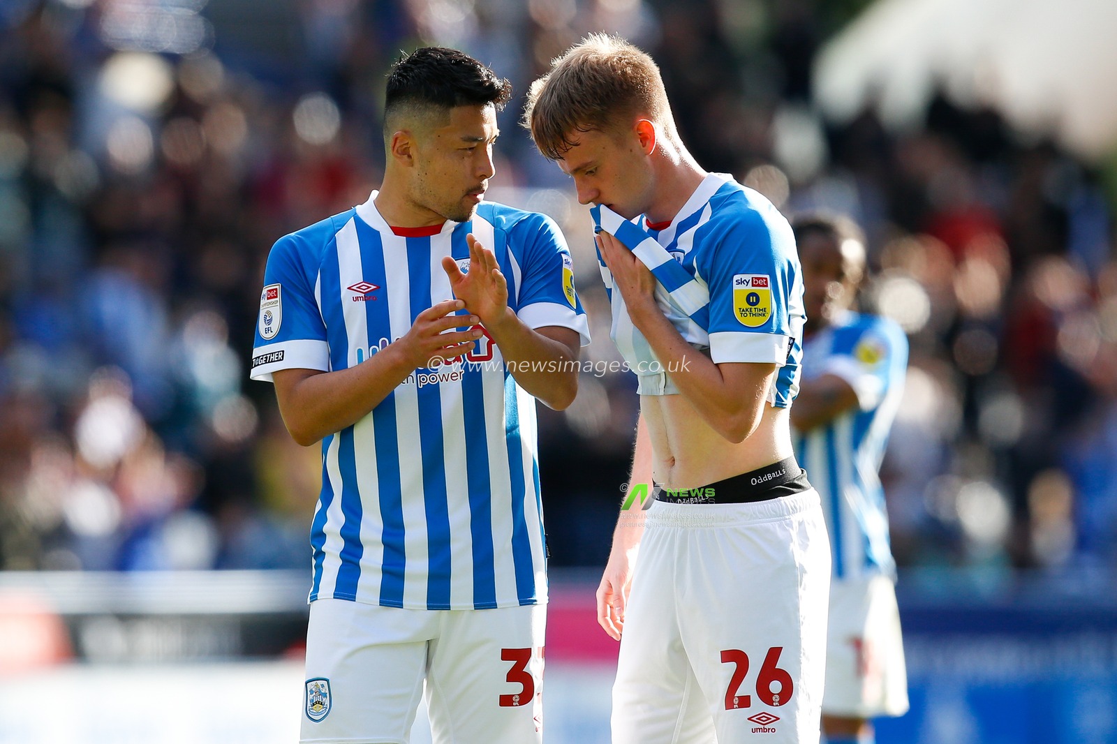 Yuta Nakayama #33 of Huddersfield Town and Pat Jones #26 of Huddersfield Townduring the Sky Bet Championship match Huddersfield Town vs Cardiff City at John Smith's Stadium, Huddersfield, United Kingdom, 17th September 2022

(Photo by Ben Early/News Images)