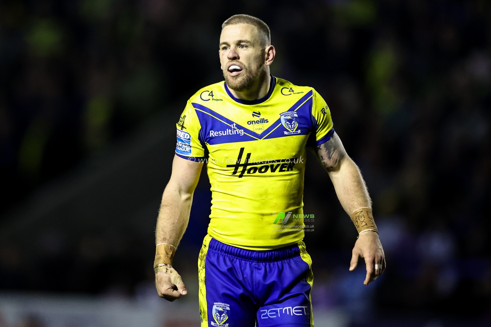 Matt Dufty of Warrington Wolves during the Betfred Super League Round 2 match Warrington Wolves vs Catalans Dragons at Luke Littler Stadium, Warrington, United Kingdom, 21st February 2025

(Photo by Mark Cosgrove/News Images)