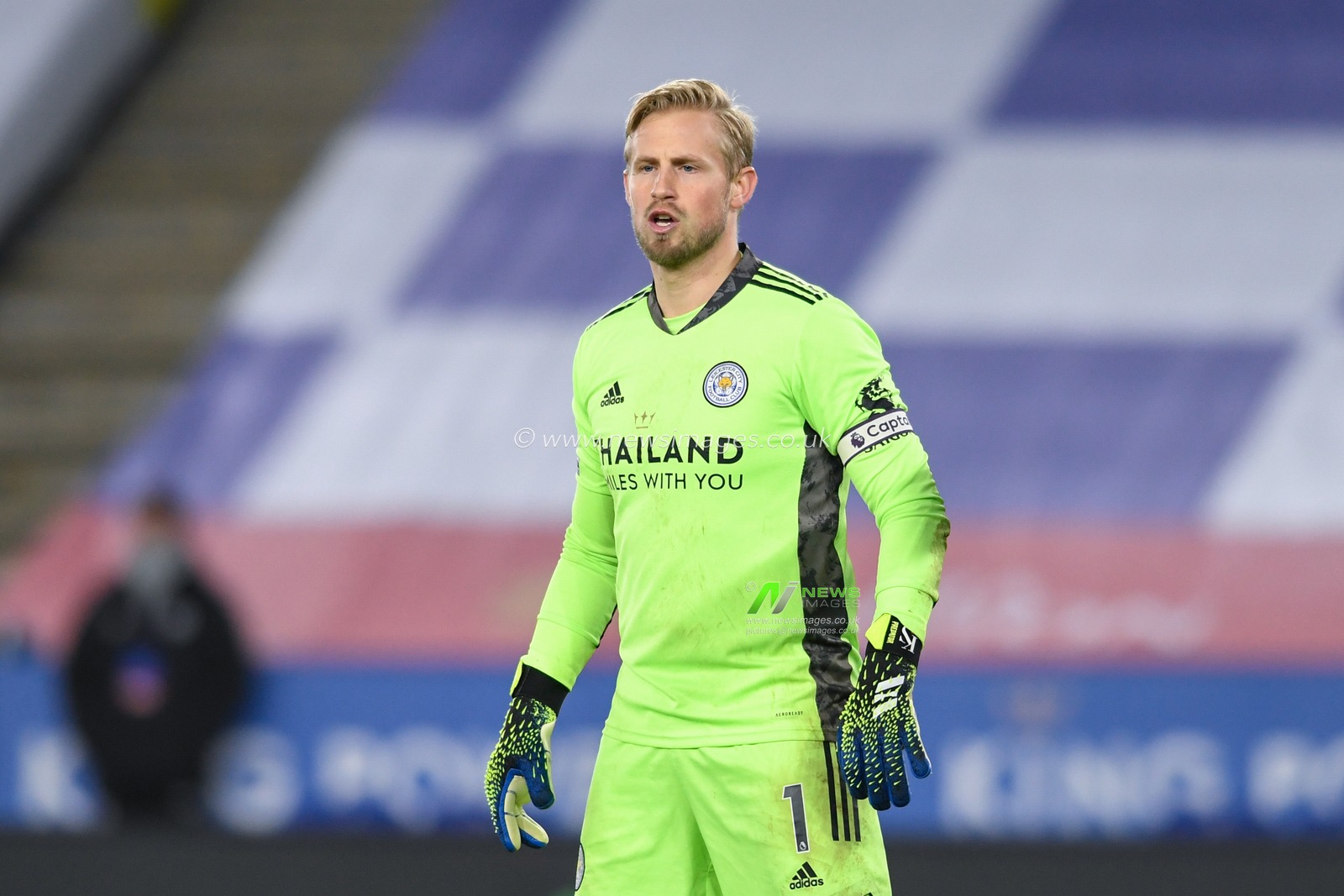 Kasper Schmeichel #1 of Leicester City in action during the game