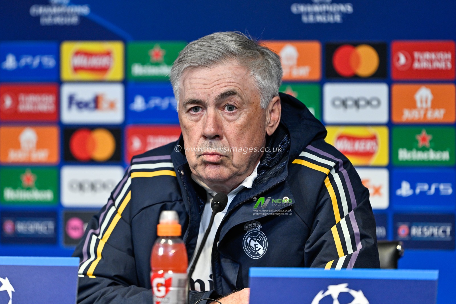 Carlo Ancelotti Manager of Real Madrid during the Real Madrid Champions League press Conference at Joie Stadium, Manchester, United Kingdom, 16th April 2024

(Photo by Cody Froggatt/News Images)