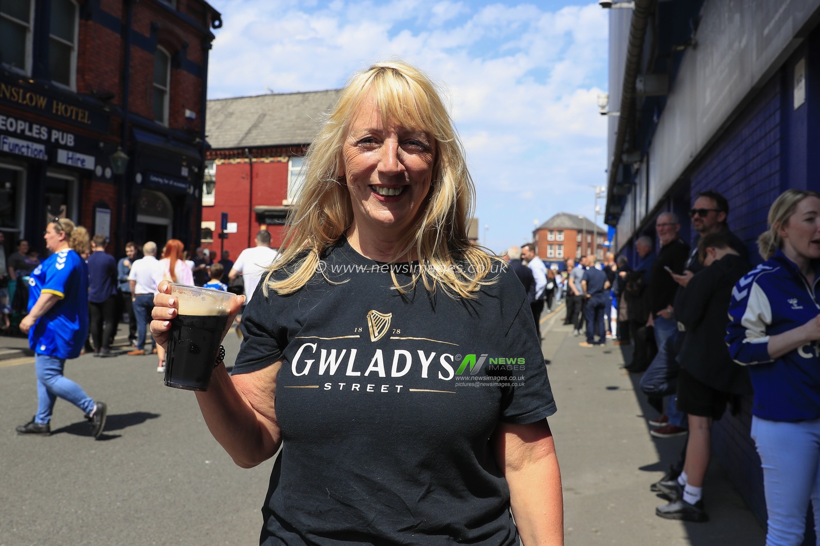 Everton fan out on the streets around the ground prior to kick off