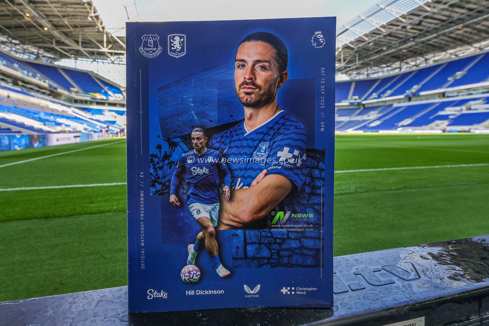 Match day program featuring Premier league player of the month Jack Grealish of Everton ahead of the Premier League match Everton vs Aston Villa at Hill Dickinson Stadium, Liverpool, United Kingdom, 13th September 2025

(Photo by Mark Cosgrove/News Images)