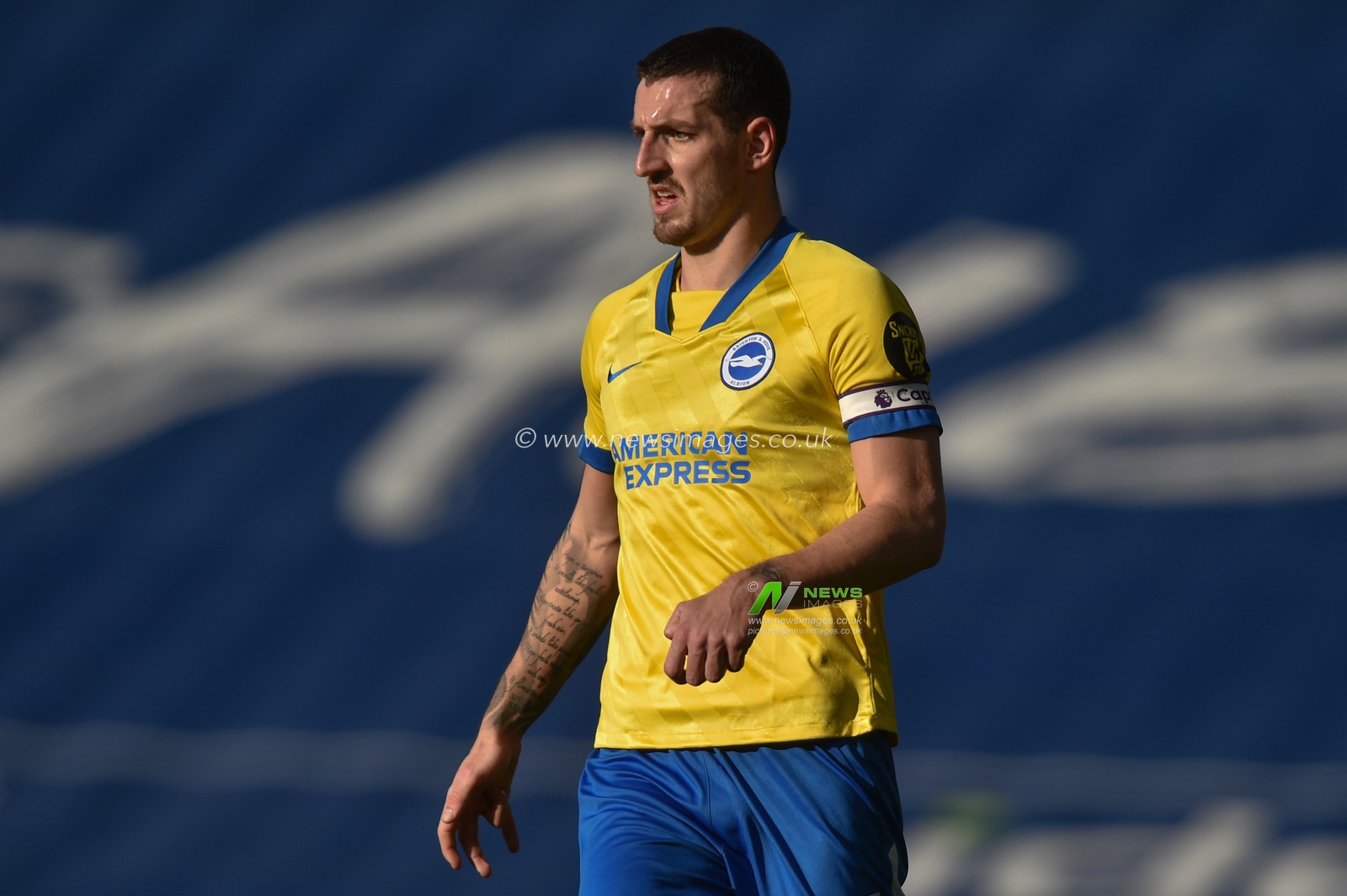 Lewis Dunk #5 of Brighton & Hove Albion during the game